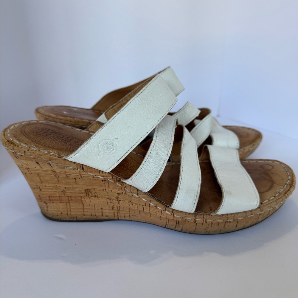 Born White Strappy Wedge Sandals WOMENS 8